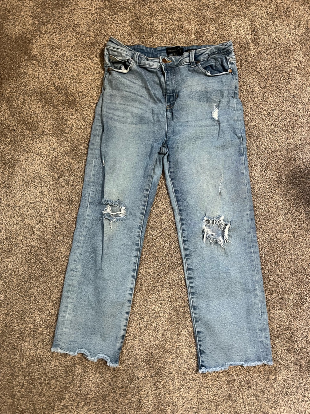 Kendall & Kylie Light Wash Distressed Straight-Leg Jeans